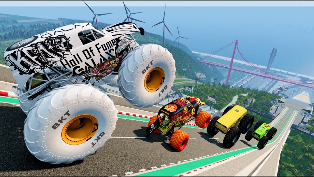 Epic High Speed monster trucks cars stunts and crashes #056 | BeamNG Drive