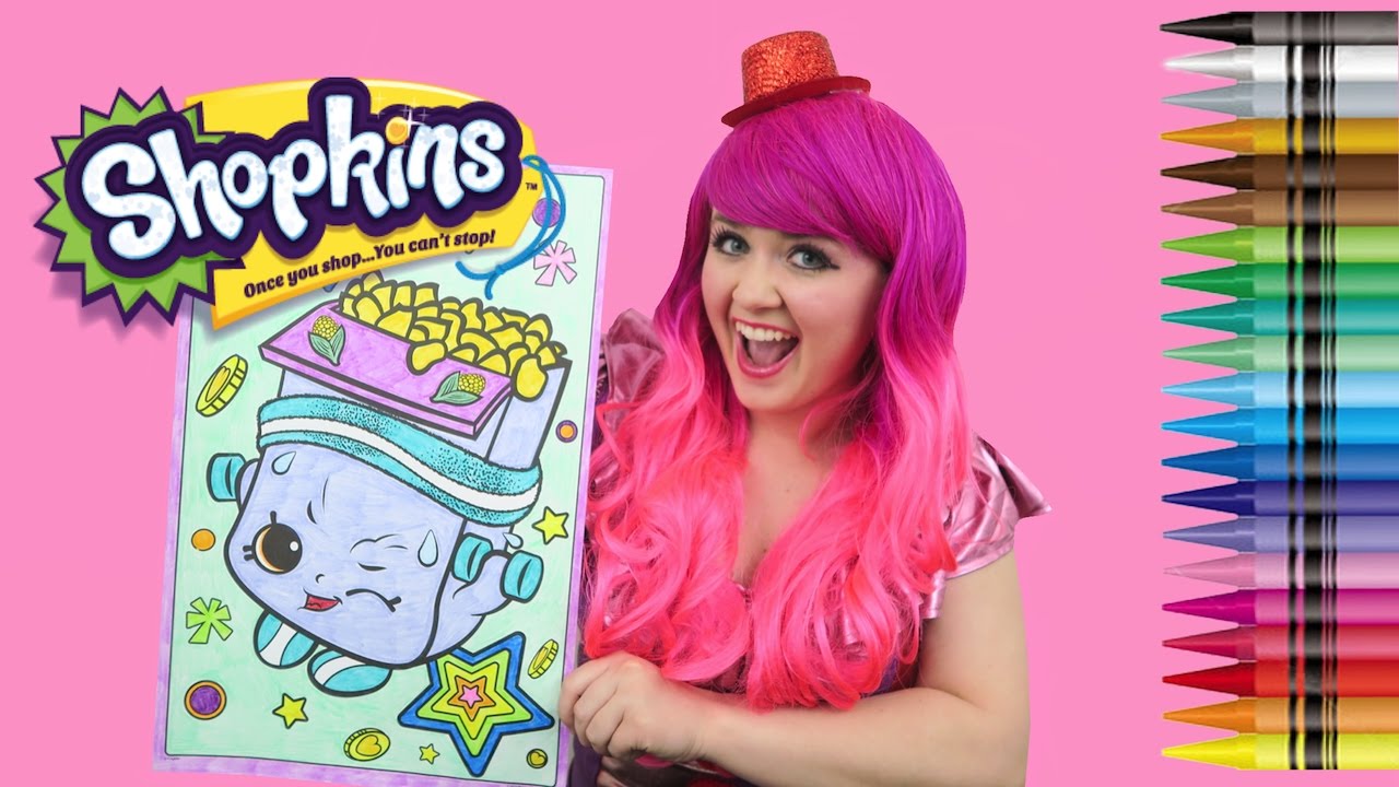 Coloring Breaky Crunch Shopkins GIANT Coloring Book Page Crayons | COLORING WITH KiMMi THE CLOWN