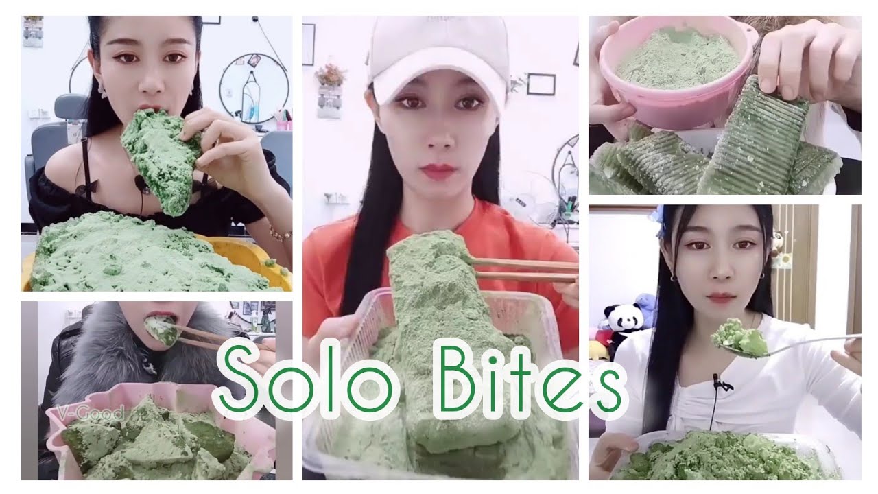 ASMR: Heavy Matcha ice eating| Soft Ice eating| snow ice | Solo Bites collection| V-Good Crunchy Ice
