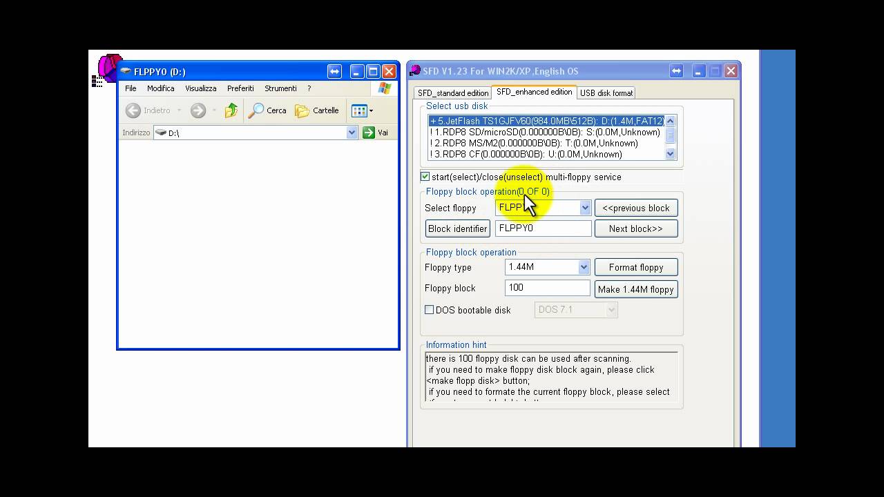 Formattazione chiavetta USB per uso con adattatore USB FLOPPY adapter emulator