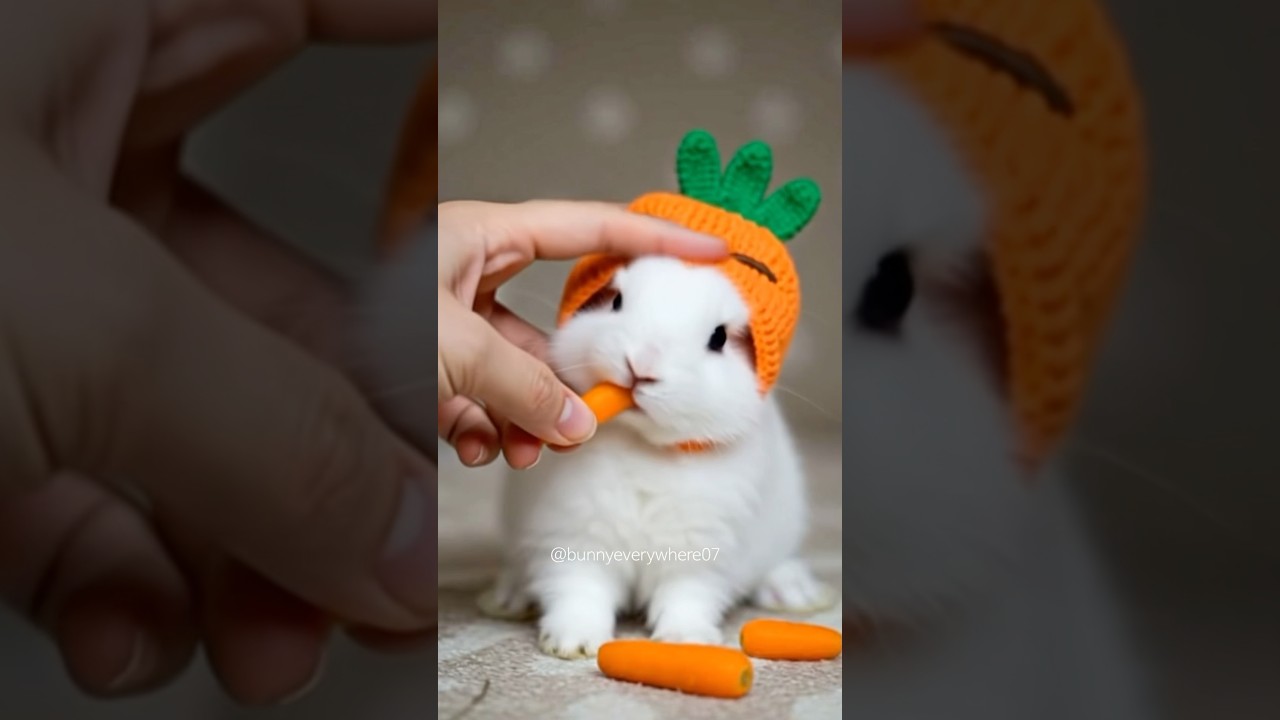 Rabbit eating carrot🥕🐰 Cute animal mukbang 