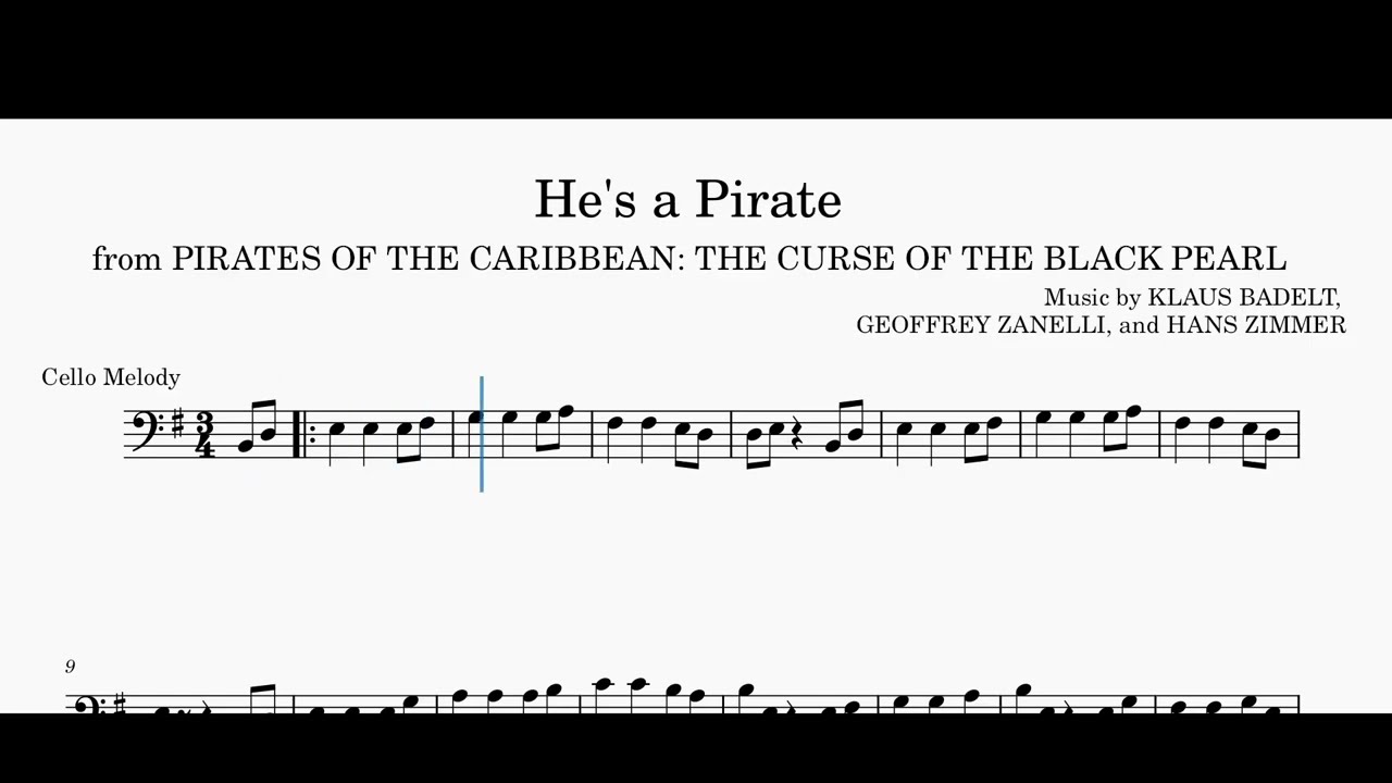 He's a Pirate - Cello Melody