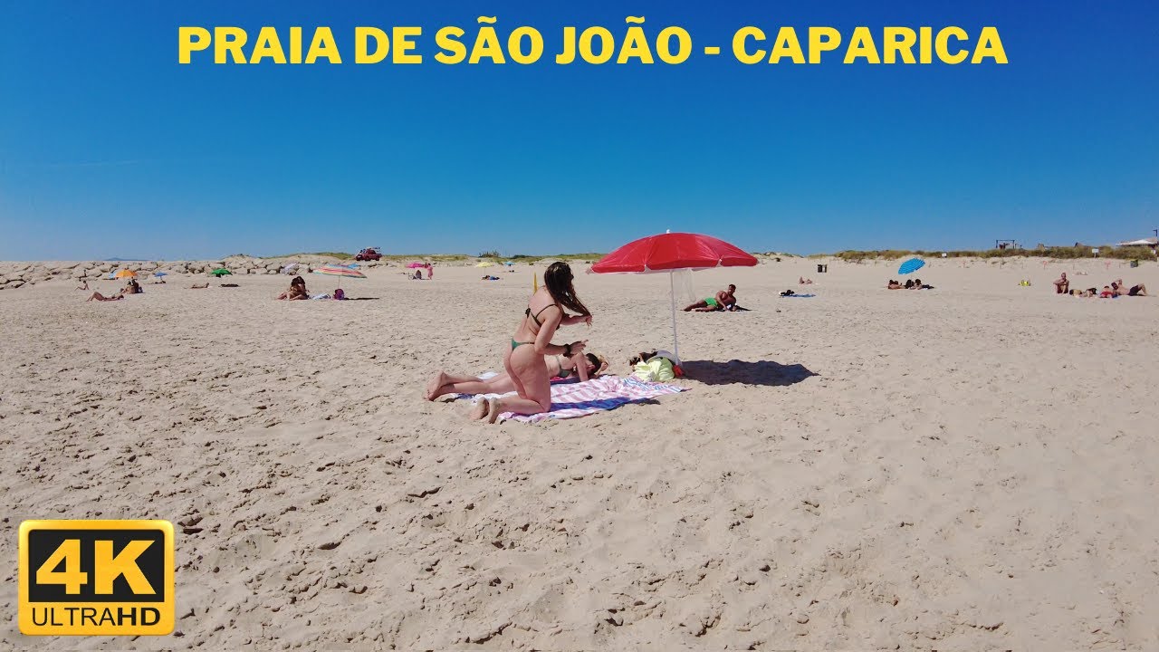 4K Costa da Caparica Beach Walk - Praia de São João Portugal 2022