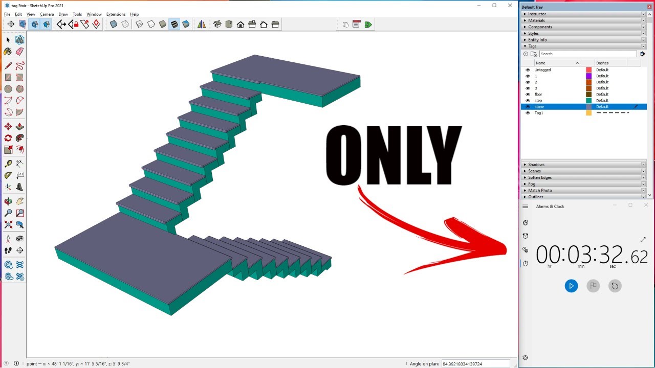 How to make U shape stair in Sketchup | Sketchup Stair |