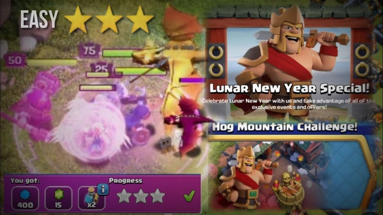 Hog Mountain Challenge, Easy 3 Stars | Clash of Clans | SunShoT