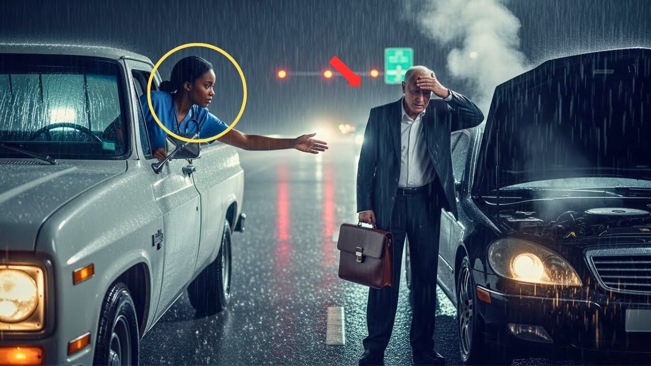 POOR BLACK NURSE HELPED AN OLD STRANDED MILLIONAIRE IN THE RAIN — THE NEXT DAY, HE MADE HER DREAM CO