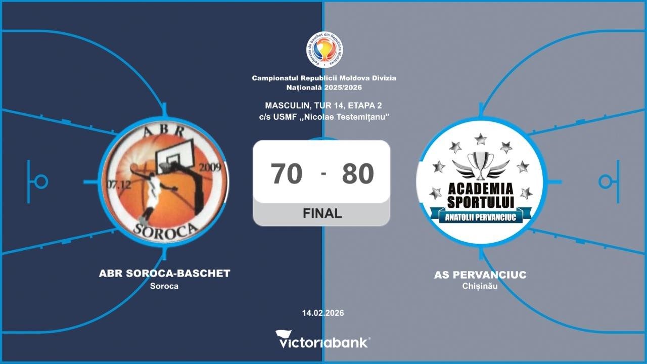 #87 National Division 2025/26: ABR SOROCA - AS PERVANCIUC (masculin), (Tur 14, Etapa 2), 14.02.2026