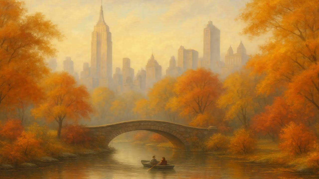 Central Park Autumn Oil Painting Screensaver | NYC Fall Art for Frame TV