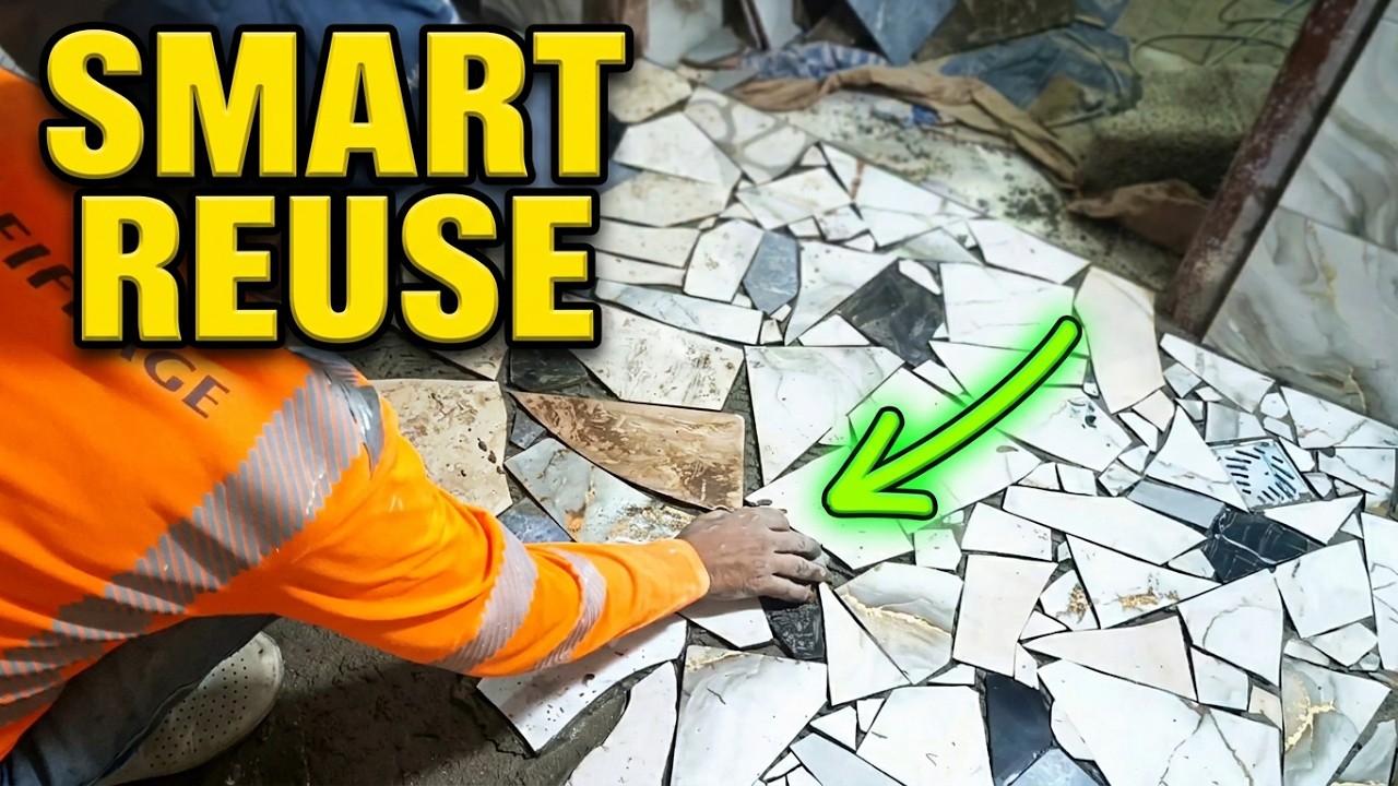 How to Install Broken Ceramic Tile Pieces on the Floor | Smart Reuse Method