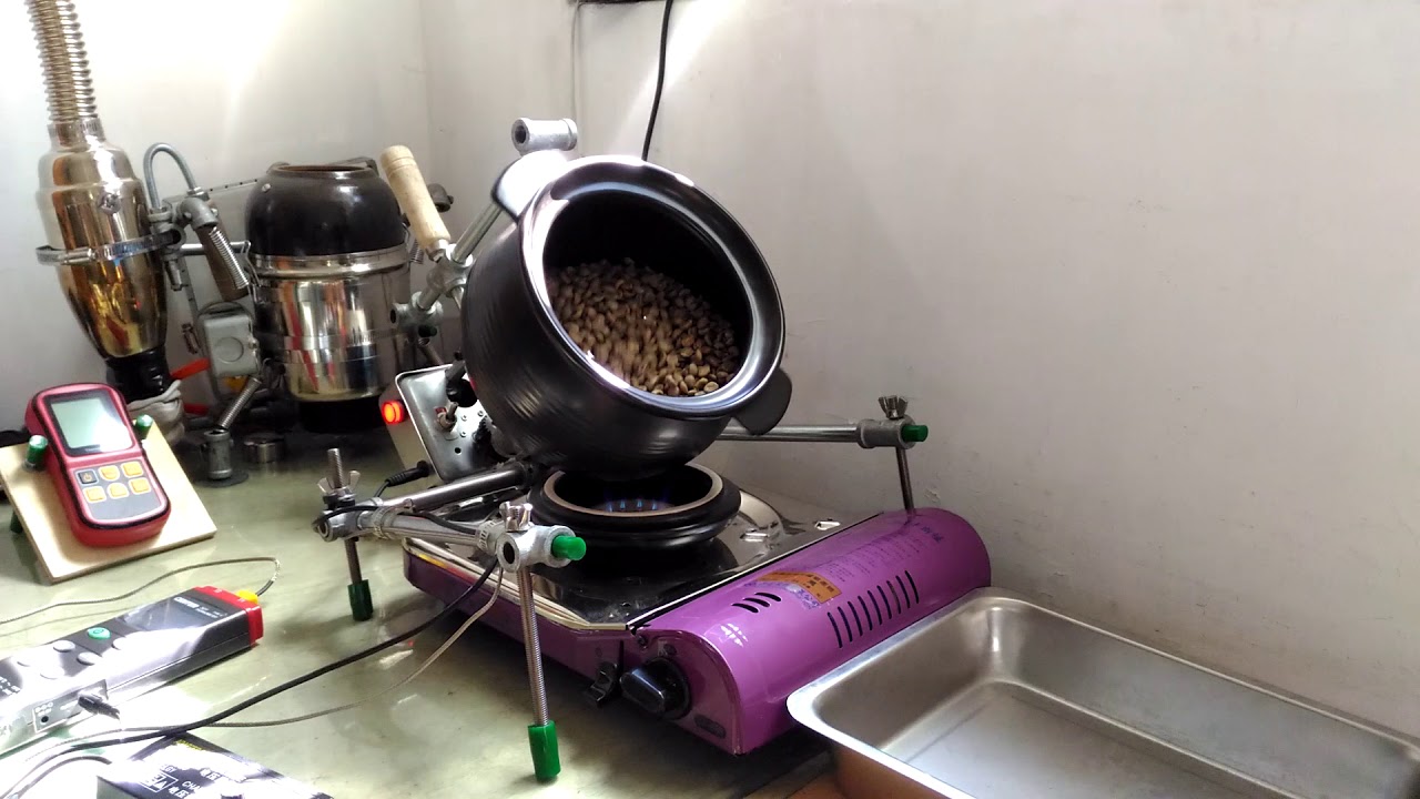 自製500公克 陶鍋烘豆機 氣勢磅礡 成功 ^_^