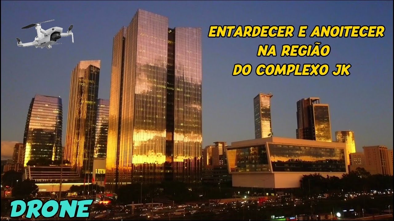 Drone na Marginal Pinheiros: Entardecer e anoitecer na região do Complexo JK - São Paulo