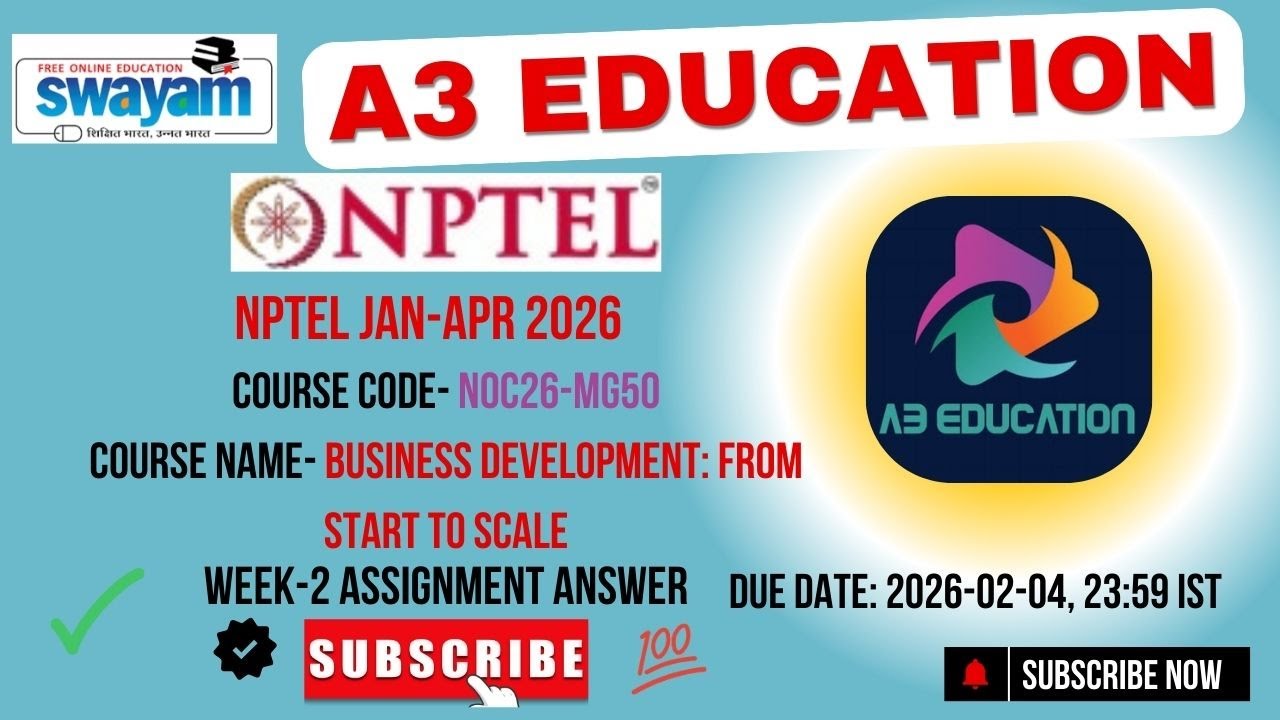 NPTEL Business Development From Start to Scale Week 2 Assignment Answers | noc26-mg50