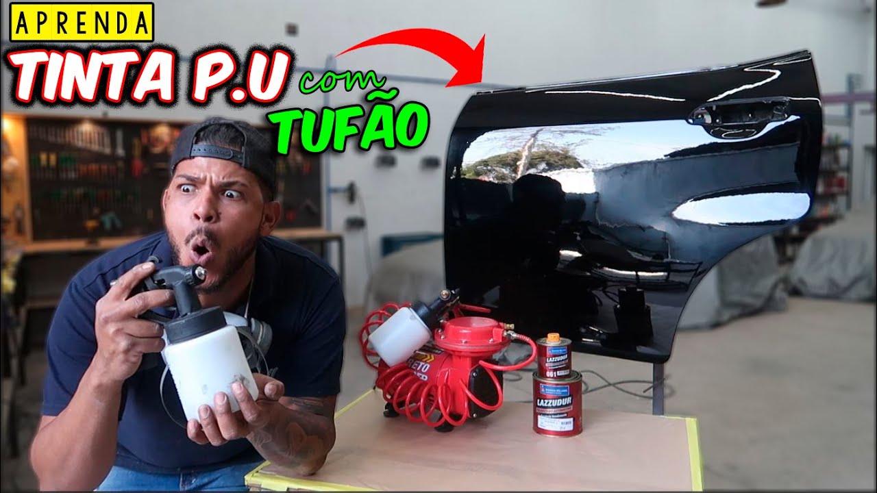 PINTURA AUTOMOTIVA COM COMPRESSOR AR DIRETO TUFÃO E TINTA PU - APRENDA