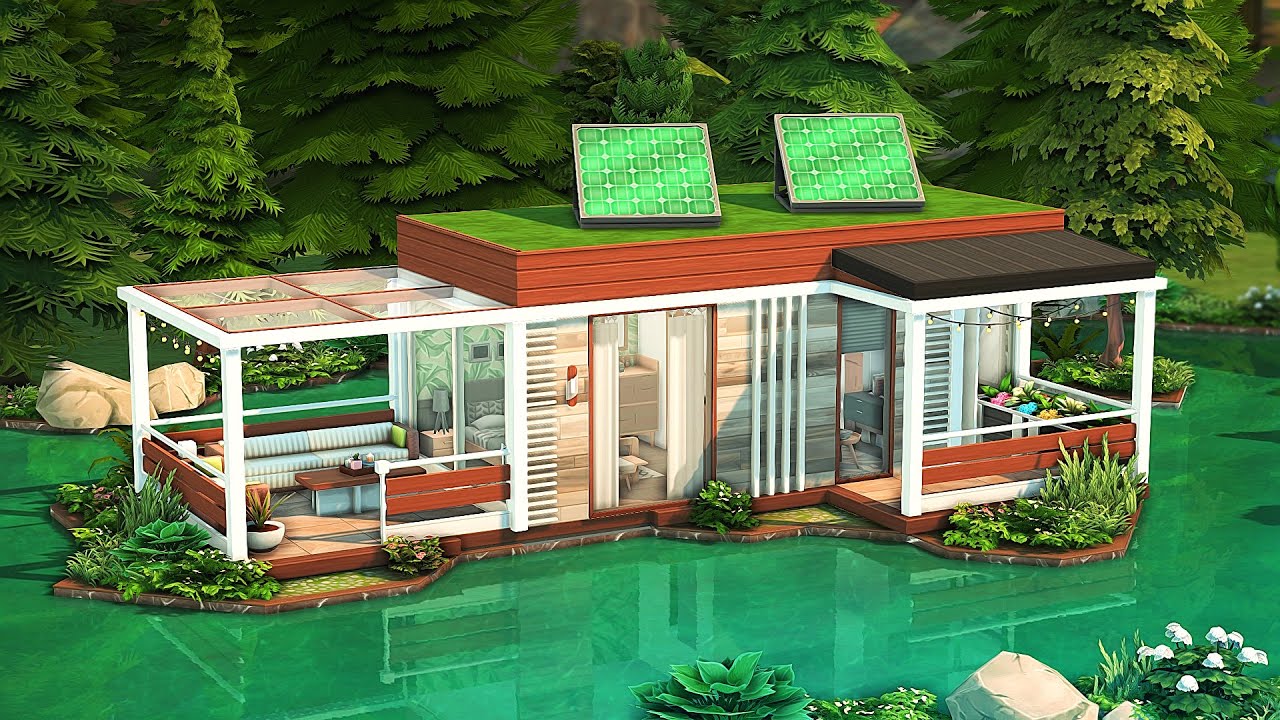 FLOATING TINY ECO HOUSE 🌲 | The Sims 4 Speed Build