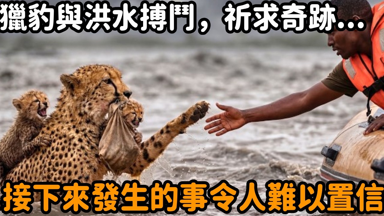 獵豹與洪水搏鬥，祈求奇跡...接下來發生的事令人難以置信 #感動 #淚目 #不可思議 #震驚 #奇跡 #心靈飼養員
