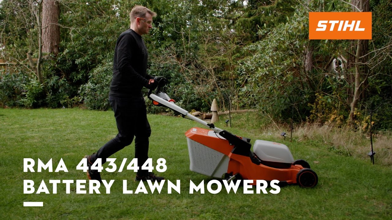 Аккумуляторные газонокосилки STIHL RMA 443 и RMA 448 | Аккумуляторная задненавесная газонокосилка...