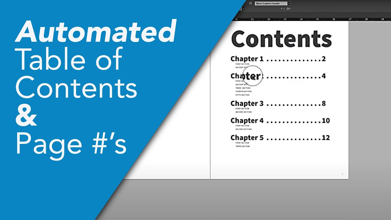 InDesign Tutorial - Page Numbers and Automatic Table of Contents