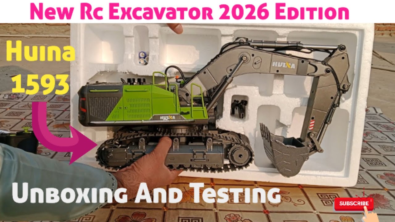 Unboxing 2026 New Edition Rc Excavator Huina 1593. First Luck Testing Good 👍 Working #huina #2026