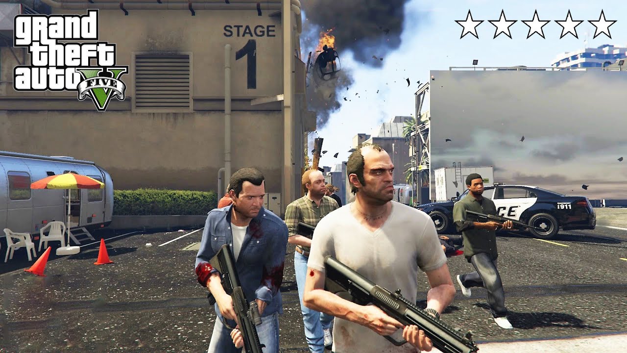 GTA 5 - Michael And Friends FIVE STAR MILITARY RIFLE COP BATTLE! (GTA V Funny Moments)