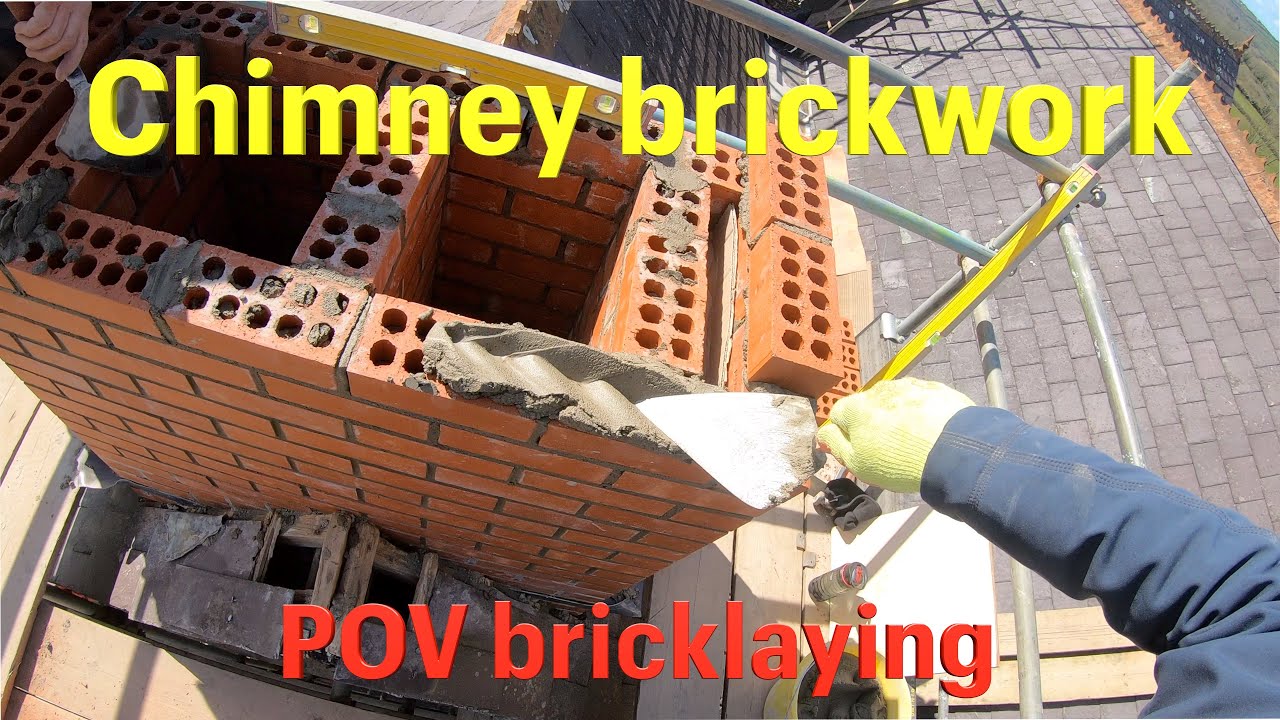 Laying bricks on a chimney