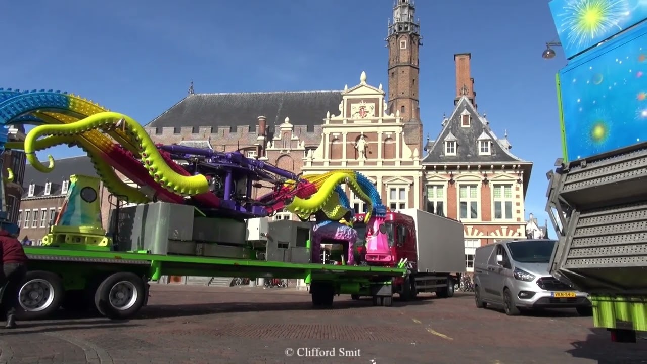 Kermis Haarlem 2022 Transport en opbouw Grote Markt Deel 3