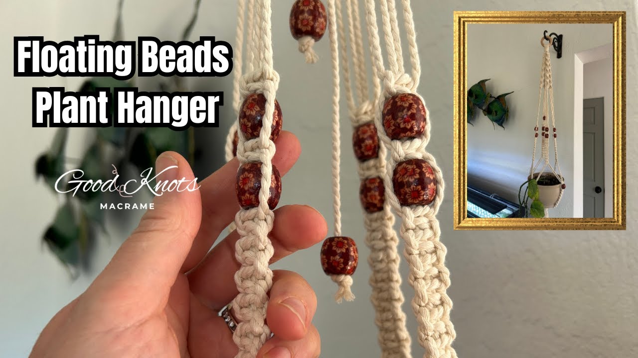 Floating Beads Macrame Plant Hanger DIY (Super Easy!) #macrame #planthanger #macrametutorial
