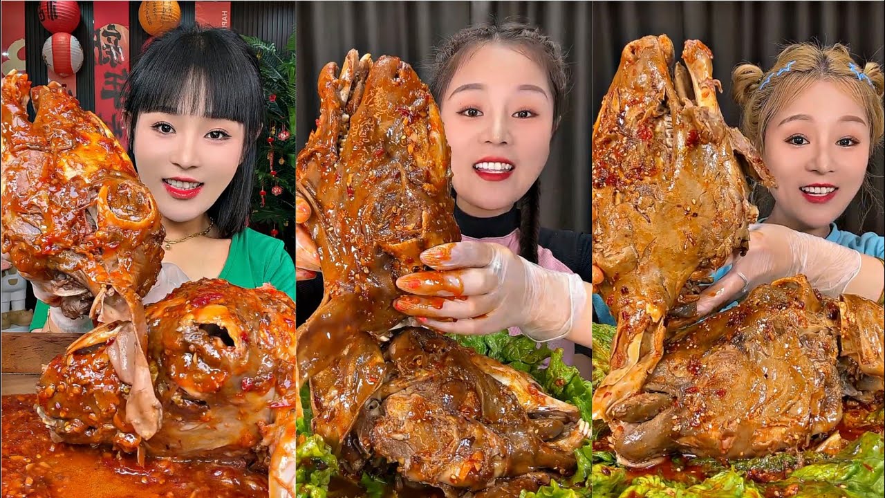 MUKBANG 먹방 EATING SHEEP HEAD COLLECTION chewy sounds | ASMR |chinese foods 吃麻辣羊头