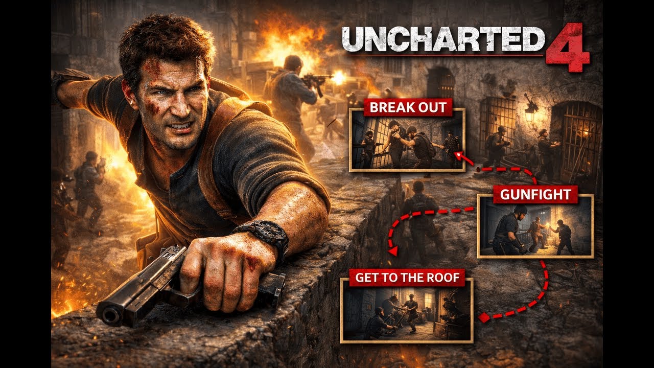 UNCHARTED 4 (PC) | PRISON ESCAPE SCENE – THE MOST ICONIC MISSION EVER 🔥 | 4K - WITH FPS METER 
