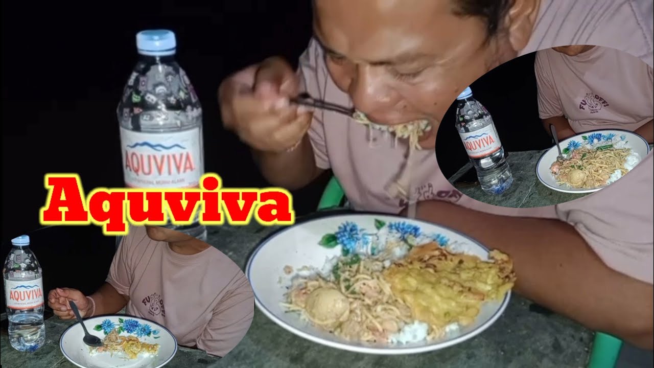 Aquviva minumnya, lotek dan nasi putih serta bala bala makanya ‼️makan normal