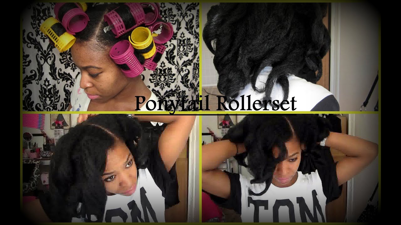 Natural Hair | Ponytail Rollerset on Kinky Curly Hair(No Heat)