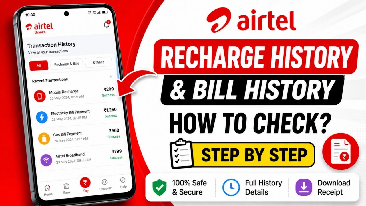 How to Check Airtel Recharge History & Bill Payment History in Airtel Thanks App (2026)