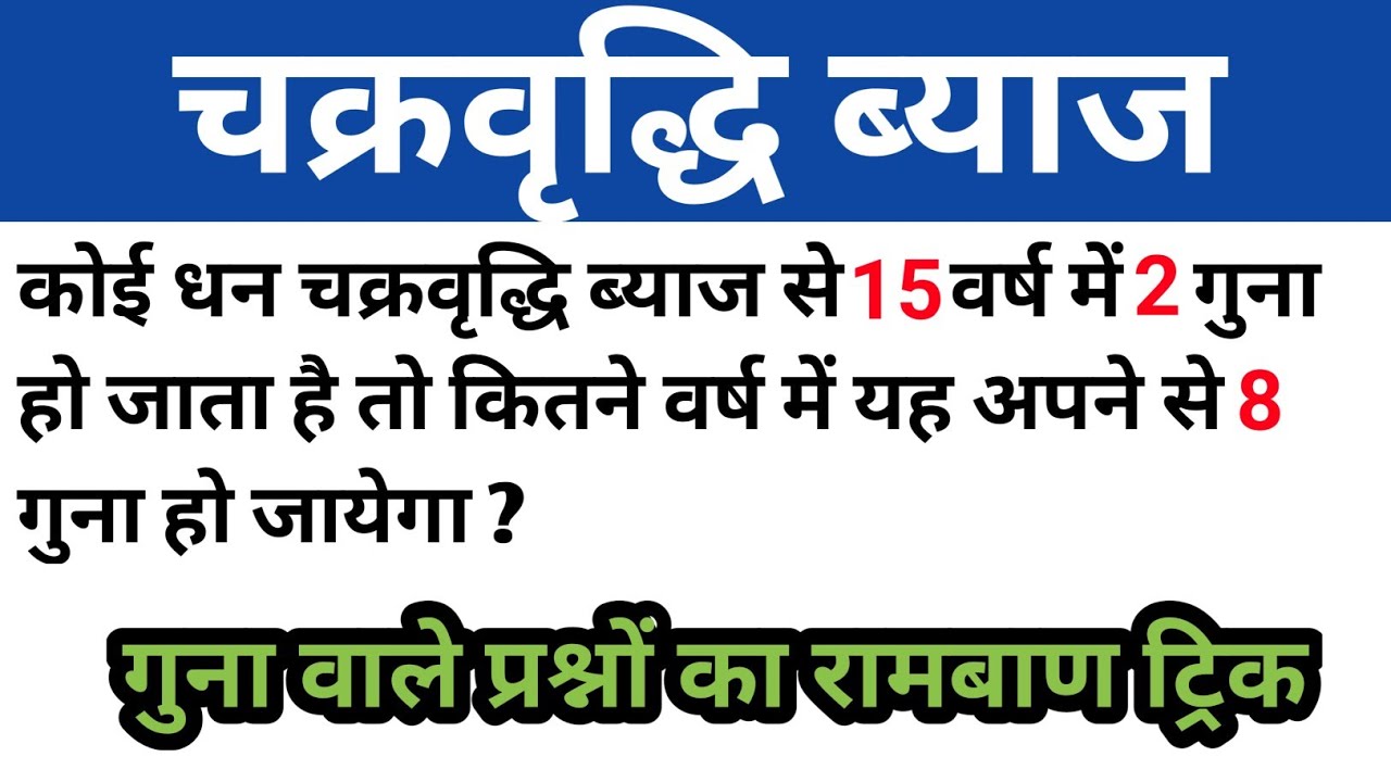 Compound Interest Basic Concept/Problems/Formulas/Tricks/Shortcuts In Hindi/चक्रवृद्धि ब्याज/Part-8