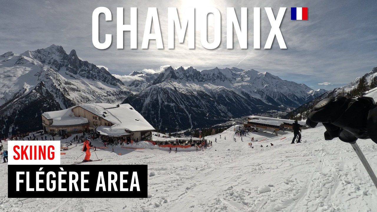 Skiing Flégère area in Chamonix-Mont-Blanc.