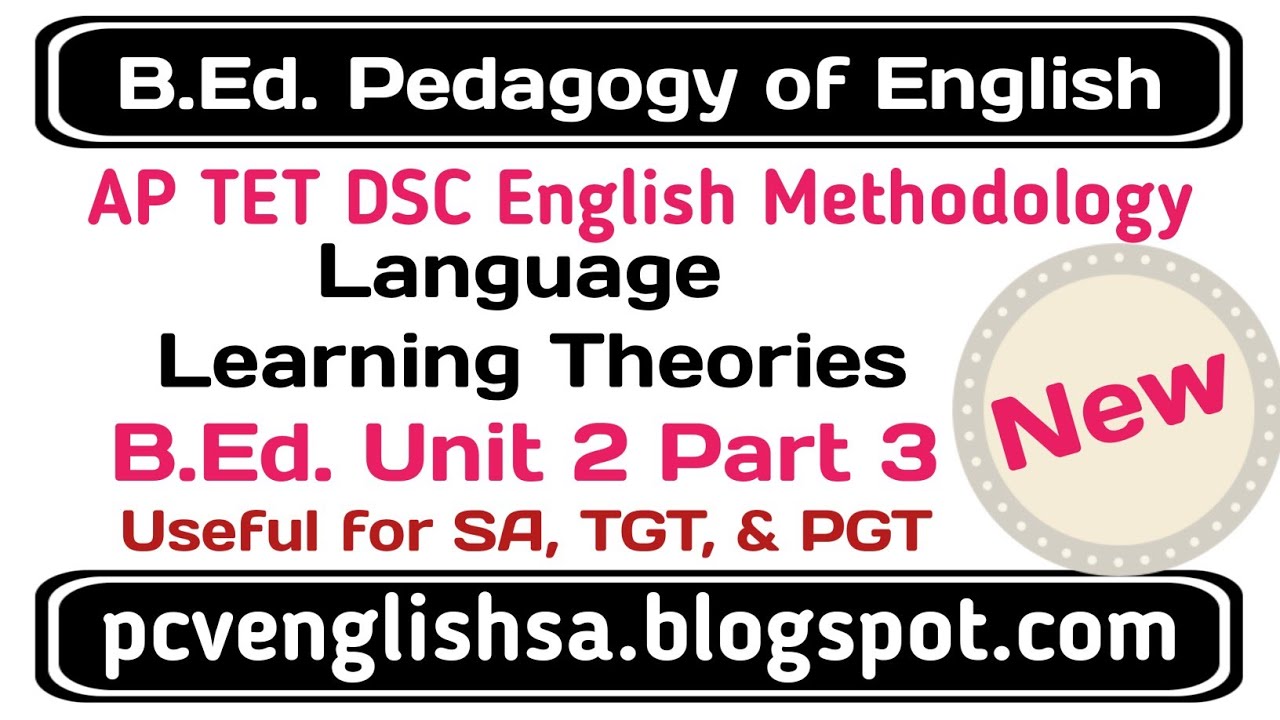 Language Learning Theories in Telugu Development of English Language in India I AP TET DSC SA