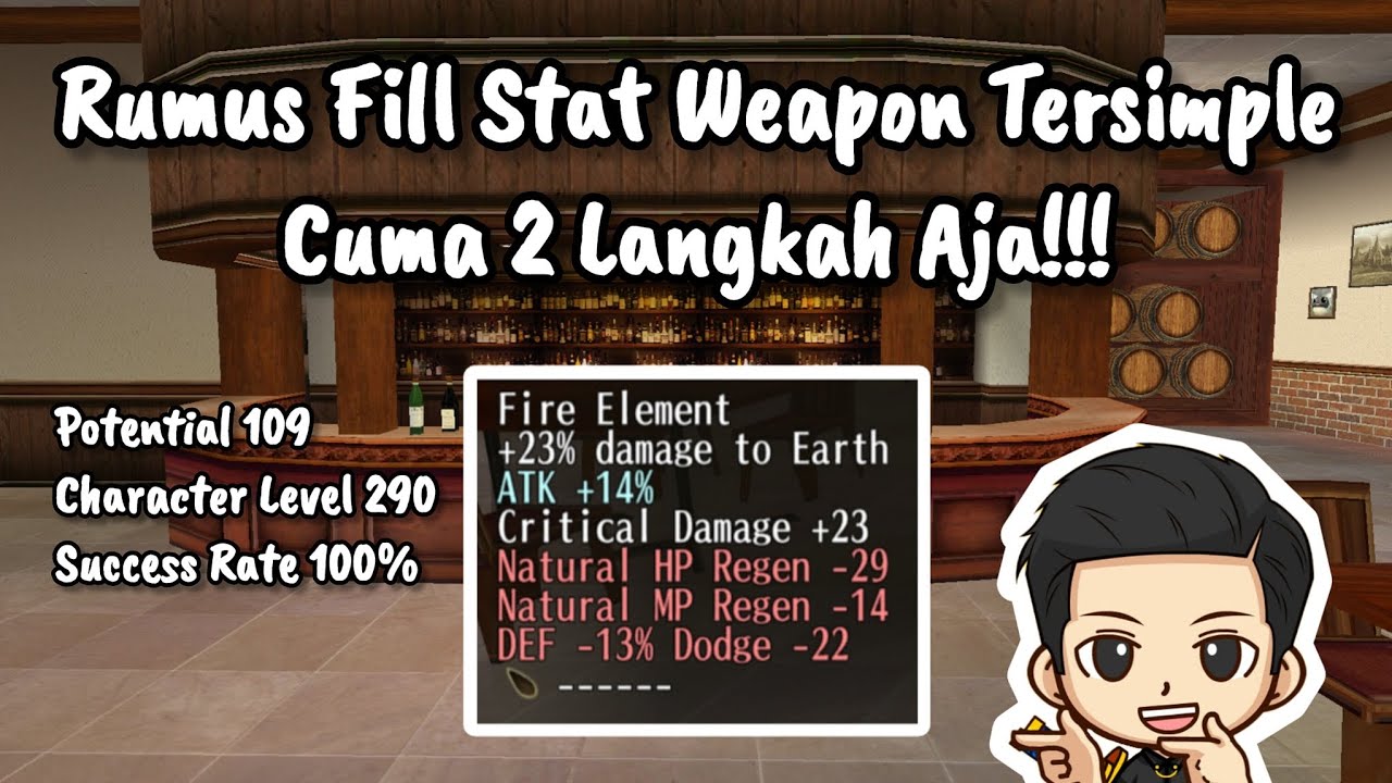 Rumus Fill Stat Weapon Tersimple (Ele, dte23%, Atk14%, Critical Damage23) Toram Online