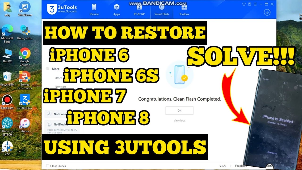 HOW TO RESTORE IPHONE 6s USING 3uTOOLS (iPhone is Disabled) SOLVE!!!