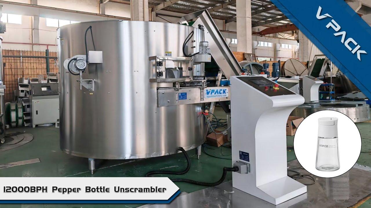 12000BPH Automatic Pepper Bottle Unscrambler  V PACK Tech Support #machine #shorts #pepper