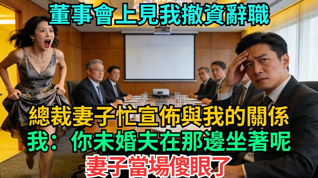 董事會上見我撤資辭職，總裁妻子忙宣佈與我的關係，我：你未婚夫在那邊坐著呢，妻子當場傻眼了#職場#情感