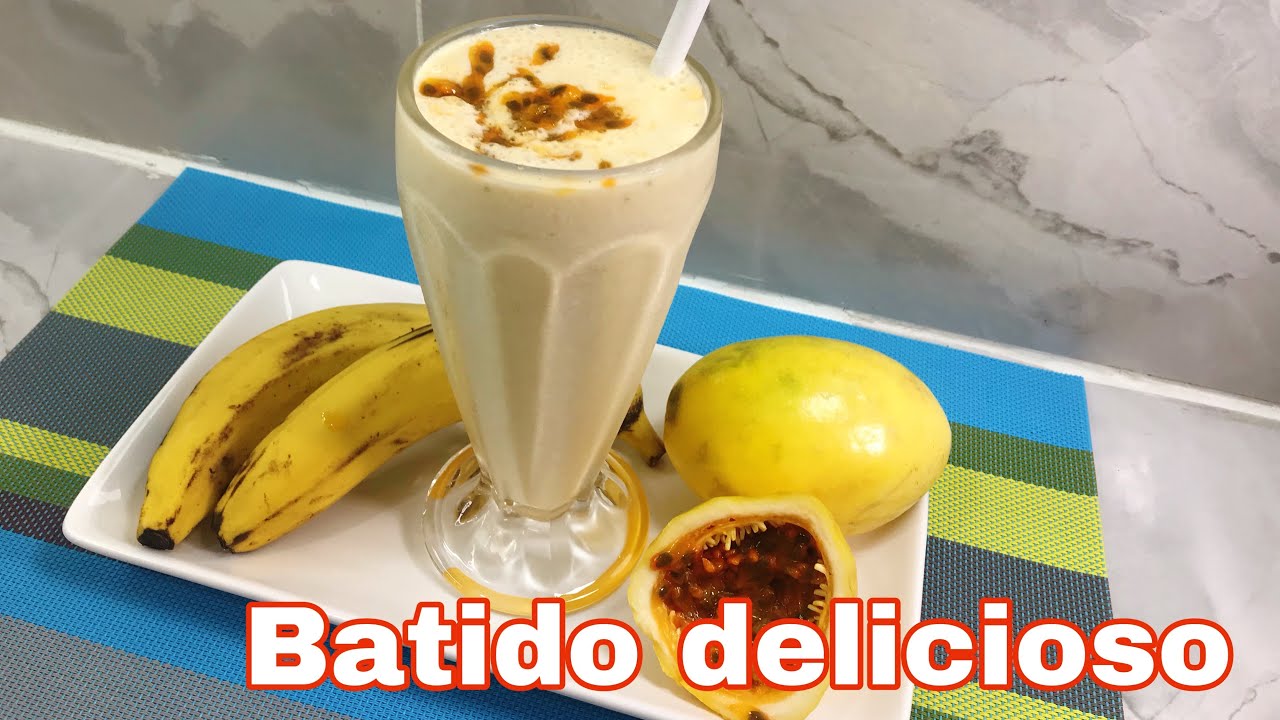 Batido de banana y chinola ( Maracuyá ) / refrescante, apetitoso y sabroso