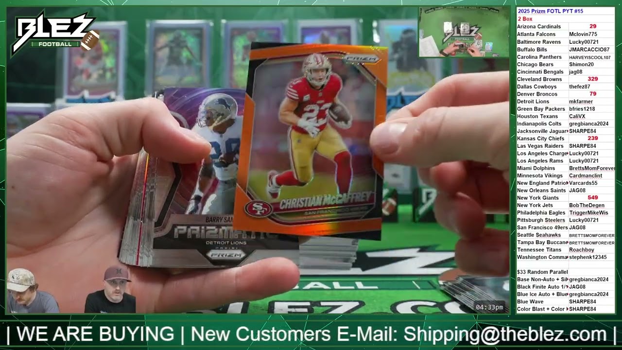2025 Prizm FOTL PYT #15 2 Box NFL Pick Your Team Break