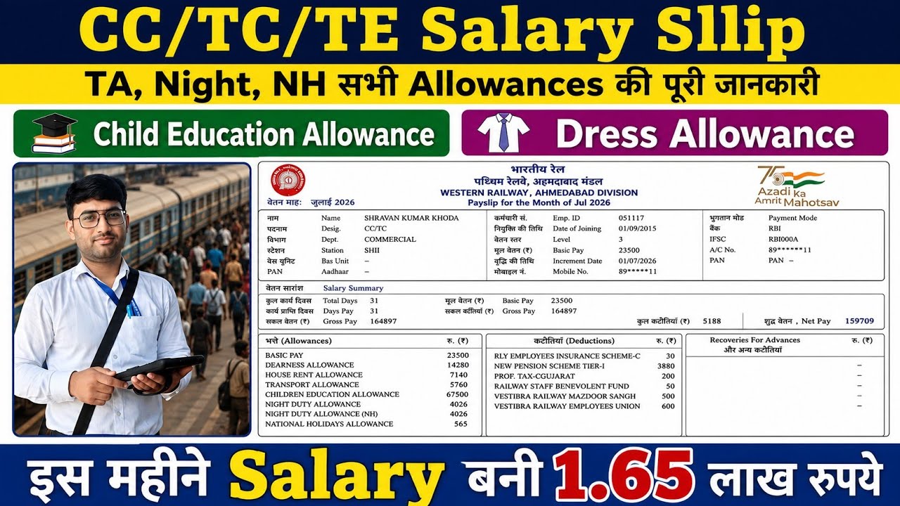 CC/TC/TE Salary Silip | CCTC Dress Allowance | Railway Child Education Allowance | TTE Salary |