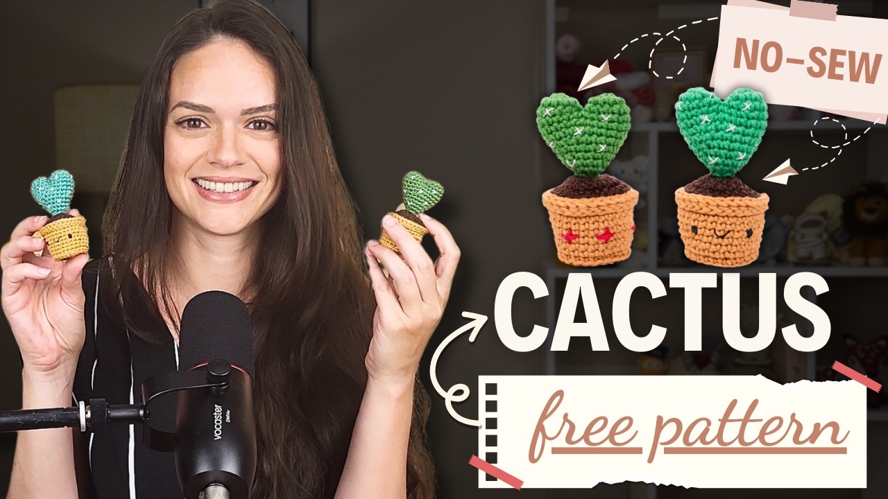 Как сделать очаровательный кактус-амигуруми! Мастер-класс по вязанию крючком кактуса в форме сердца