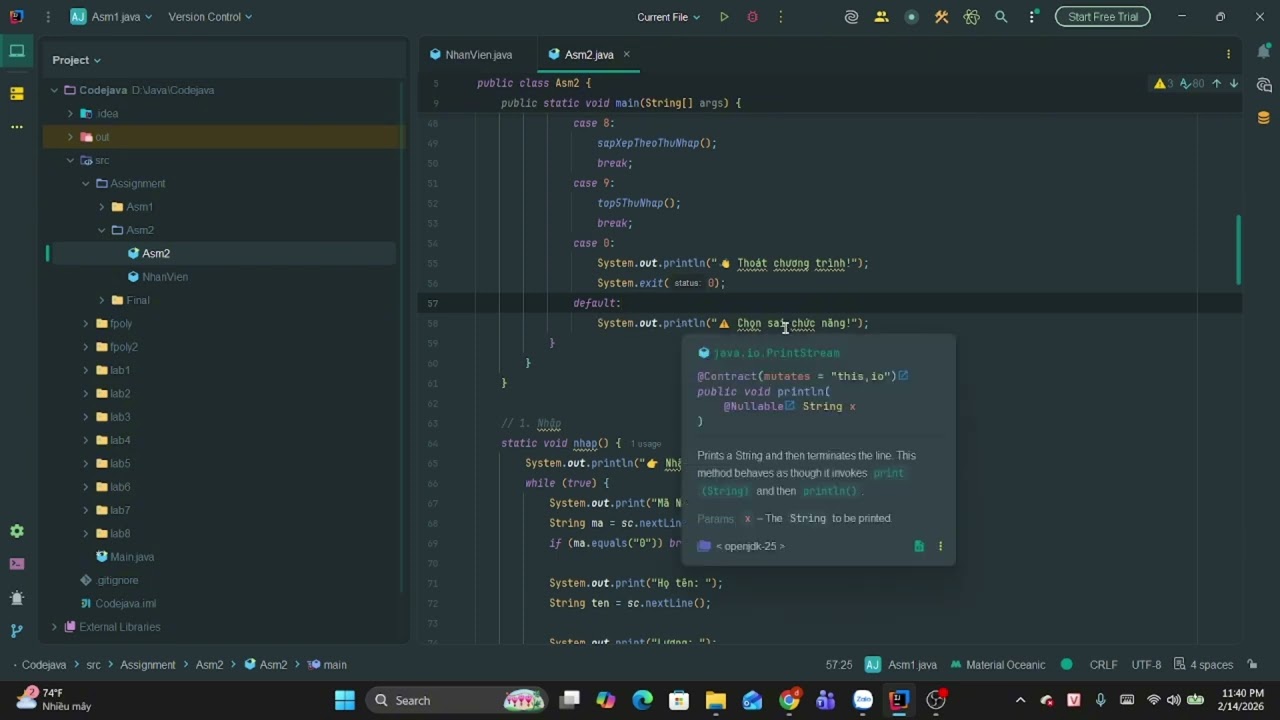 Assignment 2 của Lập trình Java 1