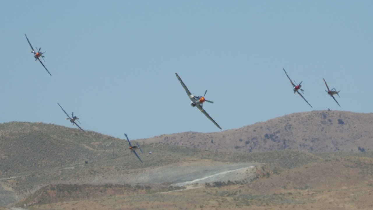 Air Races. Reno Stead. P-40 and P-51. Propeller. Friday 2023. 4K 60fps.