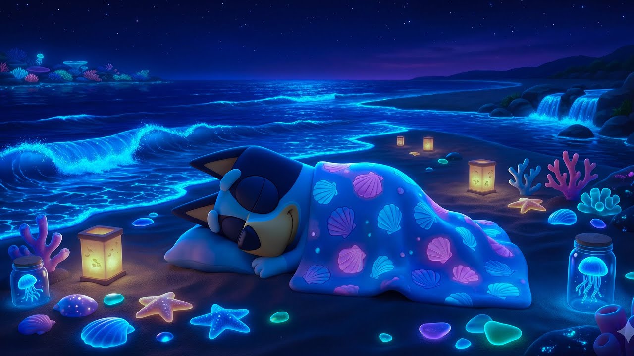 NO ADS Magical Beach Dreams with Bluey | Relaxing Piano & Gentle Ocean Waves for Deep Sleep 🌙
