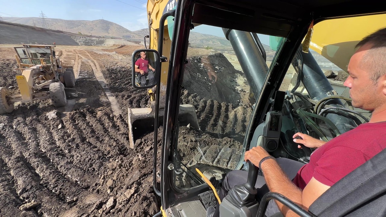 In the Cabin: Caterpillar 385C Excavator Loading Overburden - Operator View - Labrianidis Mining 4K