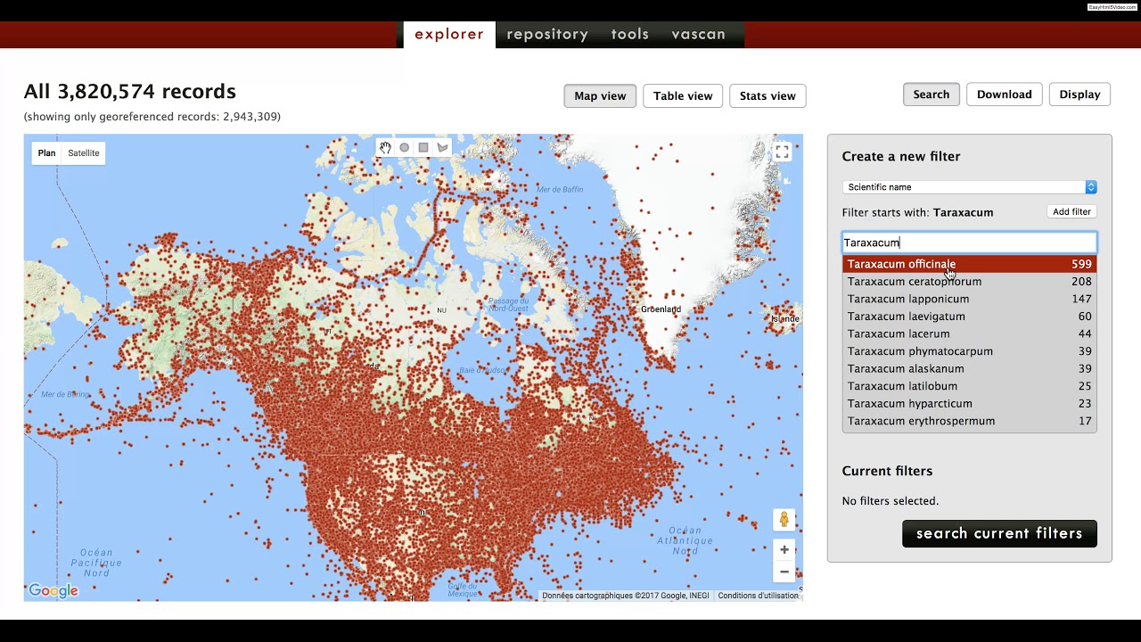 Old Canadensys Explorer - Search a taxon