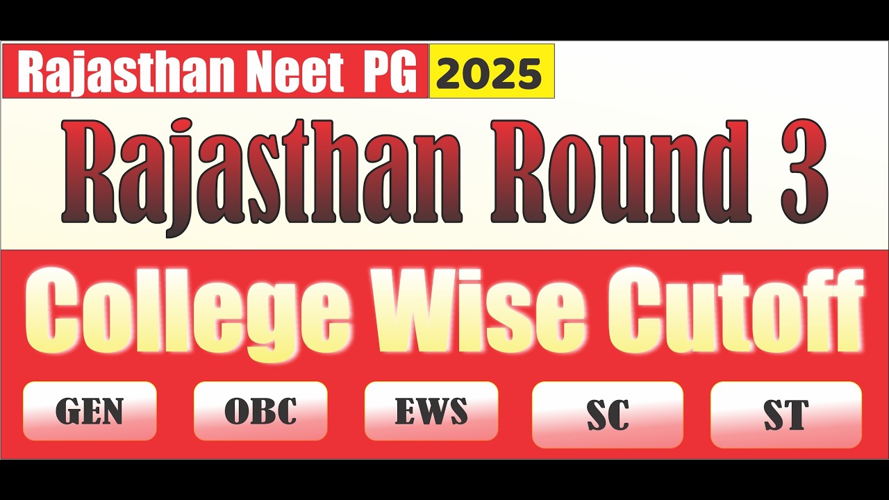 Rajasthan Neet PG 2025 Round 3 College Wise Branch Wise Category Wise Cut Off