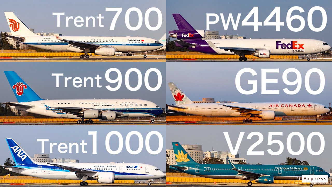 【Engine sounds comparison】飛行機 エンジン音比較