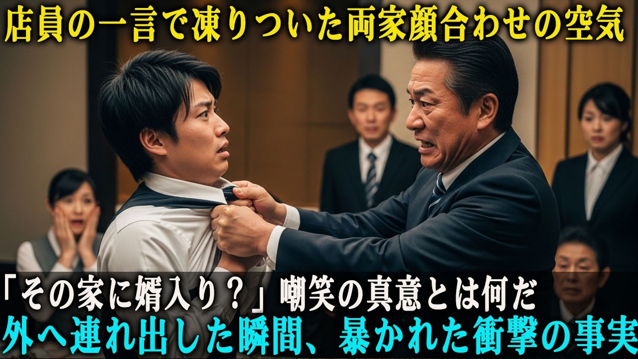 息子の両家顔合わせを終え会計しようとした時、店員が笑って「息子さんをあの家に婿入りさせるおつもりですか？」と一言。胸ぐらを掴んで外へ連れ出した瞬間、想像もしなかった話を聞かされた――。